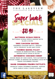 super lunch specials at the lakeview merimbula
