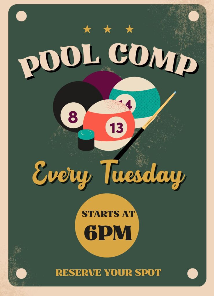 pool comp every Tuesday